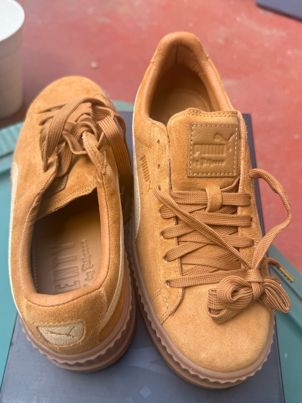 New Puma Suede Platform Sneakers in Camel Tan w/oringal box
